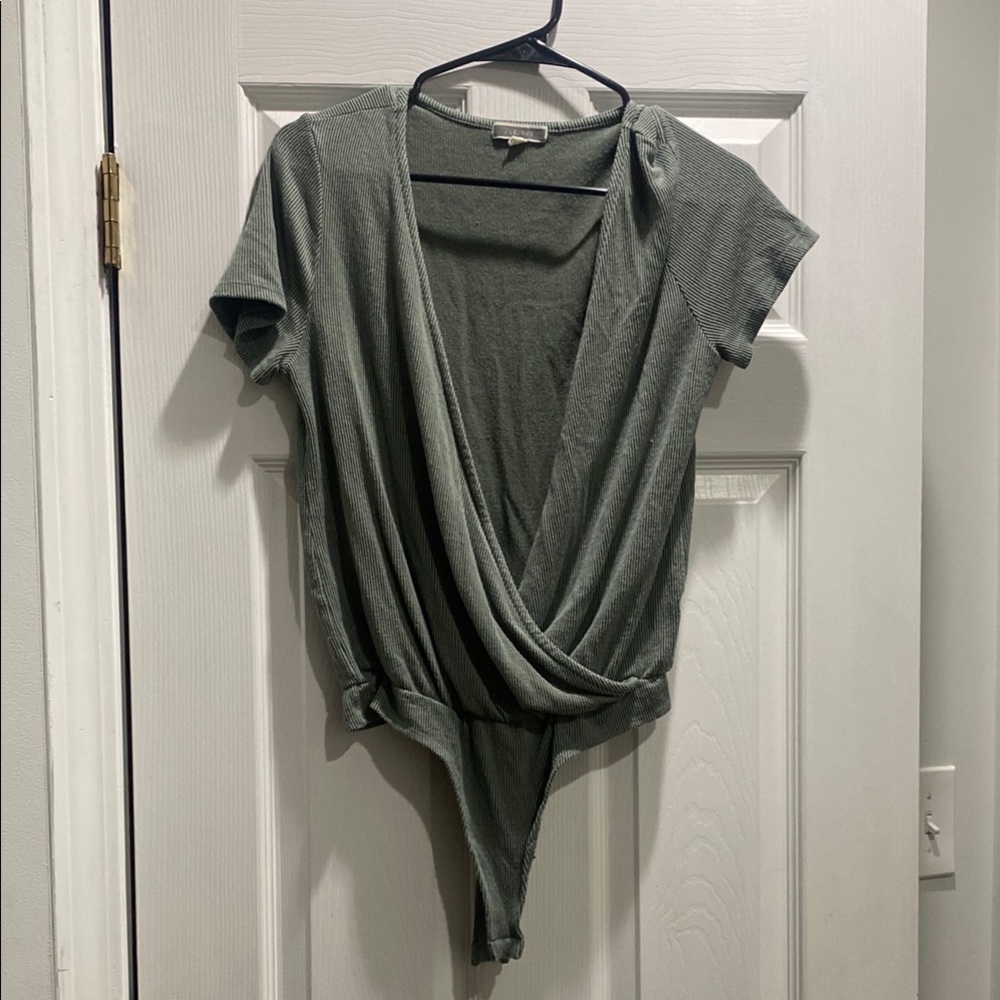 Pleione Olive Wrap Bodysuit